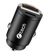 C-TECH UCC-02 Nabíječka USB do auta Type C + Type A,  30W, Power delivery 3.0, Quick Charge 3.0