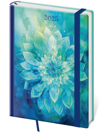 Diář 2025 Vario týdenní A5 Aqua Rose s gumičkou