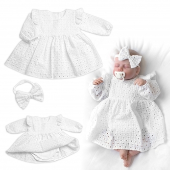 Sukničkobody s volánkem + čelenka Madeira, 2D sada, bílé, vel. 68; 68 (3-6m)