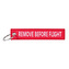 Přívěsek na klíče Fostex Remove before flight - červený-bílý