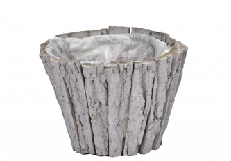 Květináč z kůry světle šedý 14x19 cm
