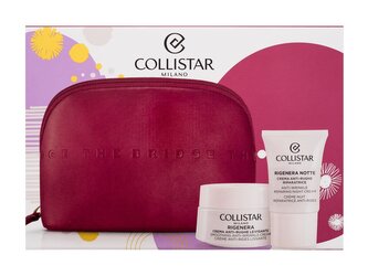 Collistar Rigenera denní pleťový krém Rigenera Smoothing Anti-Wrinkle Cream 50 ml + noční pleťový krém Rigenera Notte Anti-Wrinkle Repairing Night Cream 15 ml + kosmetická taštička The Bridge