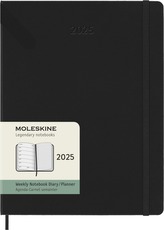 Moleskine Plánovací zápisník 2025 tvrdý černý XL