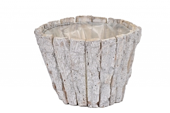 Květináč z kůry bílý 14x19 cm