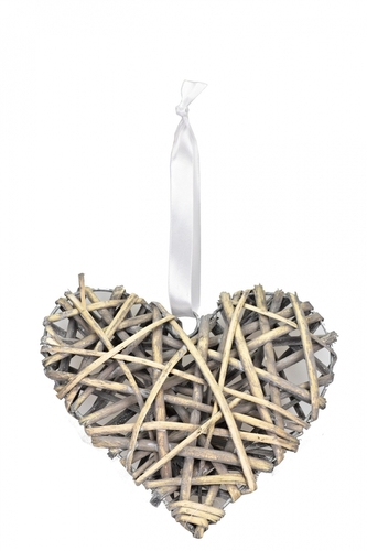 Proutěné srdce šedé s patinou 20x20x4,5 cm