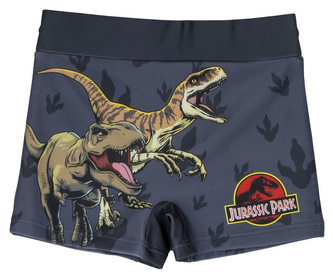 Dětské plavecké boxerky Jurassic Park|Jurský park: T-Rex & Veleciraptor (8 let) šedý polyester