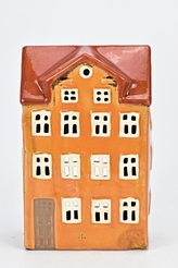 Keramický domek na čajovou svíčku, hnědý 21,5x14x9,5 cm II.jakost