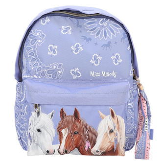 Batůžek s přívěskem Miss Melody, Fialový, bandana vzor, 3 koně