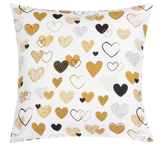 Povláček bavlněný - Srdce hořčicová - 40x40 cm