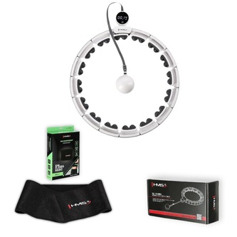 SET HHM16 BÍLÁ + BR163 PLUS SIZE HULA HOOP OBRUČ SE ZÁVAŽÍM, MAGNETY A POČÍTADLEM HMS