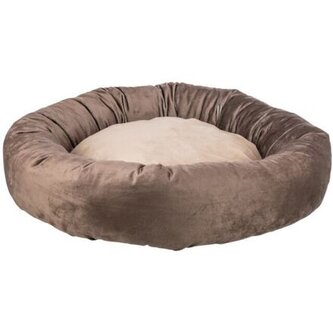 Kulatý recyklovaný pelech LIONEL, fleece, hnědá/béžová - ø 60 cm