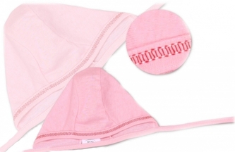 Novorozenecká čepička na zavazování - sv. růžová, vel.62; 62 (2-3m)