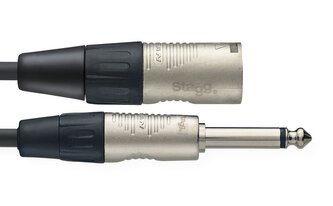 Stagg NAC1PXMR, XLR samec - Jack 6,3 mm samec mono, délka 1 m