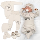 Soupravička do porodnice 5D Made with love, béžová, cappuccino, vel. 62; 62 (2-3m)