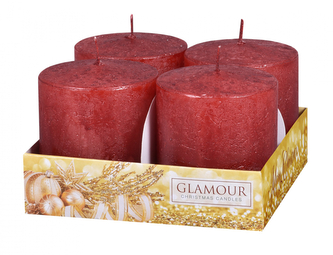 Svíčky adventní rustikální metalická d6x7cm 4ks