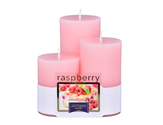 Svíčka COOKIES Raspberry d6x7,5/10/12,5cm 3ks