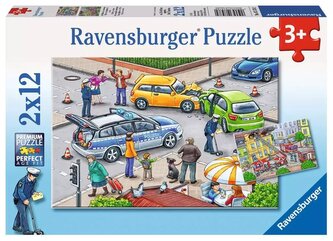 RAVENSBURGER Puzzle S modrým světlem na cestách 2x12 dílků