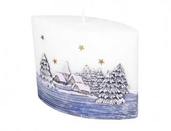 Svíčka ZIMNÍ SEN ELIPSA DIODA vánoční 14x12cm