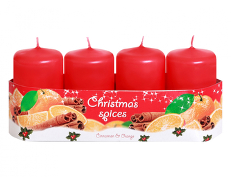 Svíčka adventní vonná CHRISTMAS SPICES d4x7cm 4ks