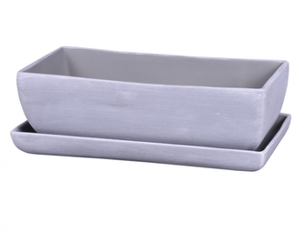 Truhlík KAKTUS SHADE + podmiska keramický matný 30cm