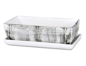 Truhlík KAKTUA GRID + podmiska keramický matný 30cm