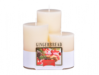 Svíčka COOKIES WINTER perníček d6x7,5/10/12,5 3ks