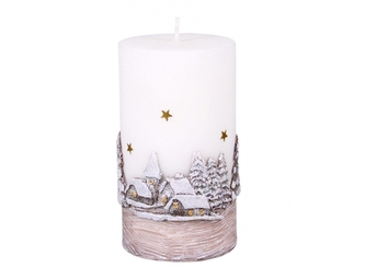 Svíčka ZIMNÍ SEN VÁLEC DIODA vánoční d7x12cm