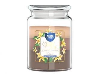 Svíčka ve skle DUHA DIVOKÁ VANILKA vonná 500g