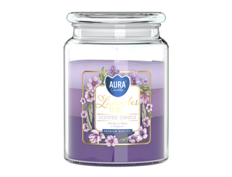 Svíčka ve skle DUHA RELIÉFNÍ LEVANDULE vonná 500g