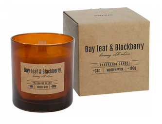Svíčka ve skle BAY LEAF&BLACKBARRY vonná dřevěný knot 190g
