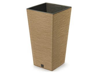 Obal na květník FURU SQUARE ECO WOOD 2v1 plast 24x24x45cm