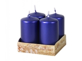 Svíčka adventní metalická lesklá d4x8cm 4ks