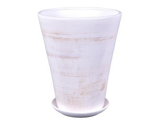 Květník MILENIUM WHITE+podmiska keramický mat d27x35cm