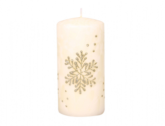 Svíčka VLOČKA VÁLEC vánoční d7x14cm
