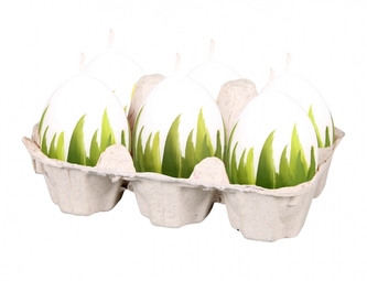 Svíčka TRÁVA malované vejce velikonoční matná d4,5x6,5cm