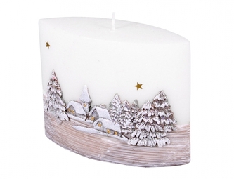 Svíčka ZIMNÍ SEN ELIPSA DIODA vánoční 14x12cm