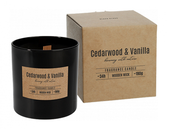 Svíčka ve skle CEDARWOOD VANILLA vonná dřevěný knot 190g