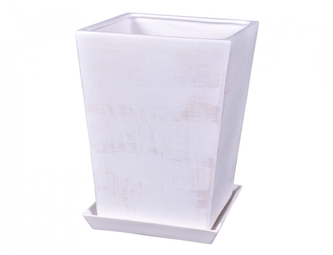 Květník KUPKA SQUARE WHITE+podmiska keramický mat 20x20x28cm