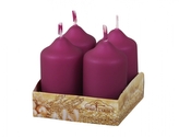 Svíčka adventní metalická matná d4x7cm 4ks