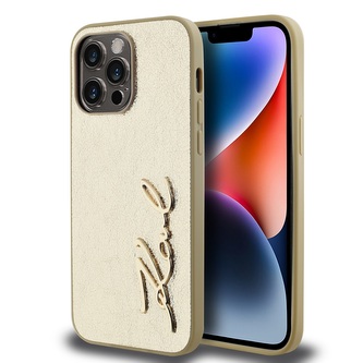 Karl Lagerfeld Wrinkled PU Signature Logo Zadní Kryt pro iPhone 14 Pro Gold Karl Lagerfeld Wrinkled PU Signature Logo Zadní Kryt pro iPhone 14 Pro Gold
