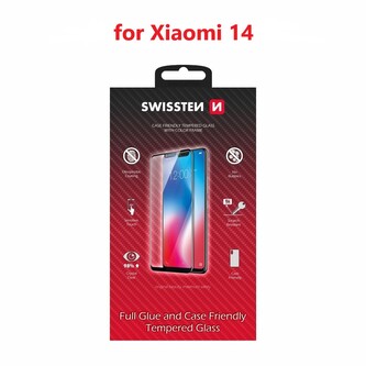 SKLO SWISSTEN FULL GLUE, COLOR FRAME, CASE FRIENDLY PRO XIAOMI 14 ČERNÉ
