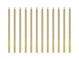 Świeczki urodzinowe gładkie złote 14cm 12szt