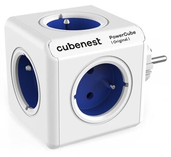 Cubenest Powercube Original,  5× zásuvka, bílá/modrá, dětská pojistka, uzemnění, max. 16A/250V~3680W/50-60Hz