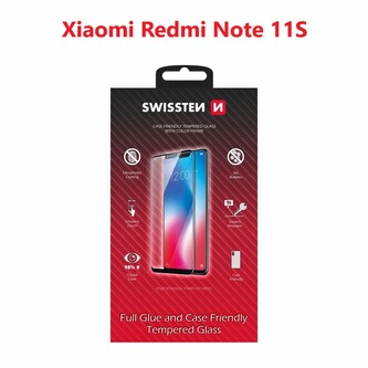 SKLO SWISSTEN FULL GLUE, COLOR FRAME, CASE FRIENDLY PRO XIAOMI REDMI NOTE 11S ČERNÉ