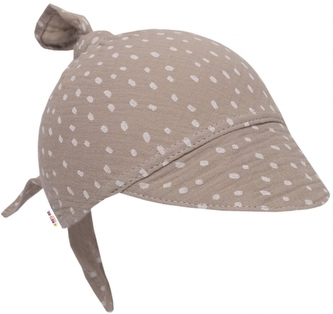 Mušelínový šátek s kšiltem DOTS, Baby Nellys - béžový; univerzální
