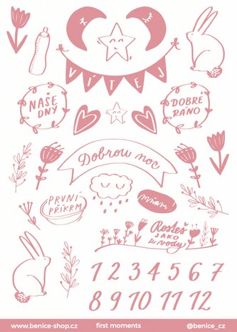 Be Nice samolepky - First moments růžová