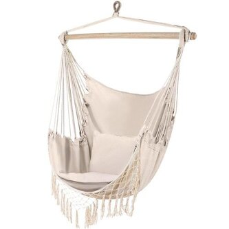 Gardlov 23670 Brazilské závěsné houpací křeslo / síť, 2x polštář, béžová