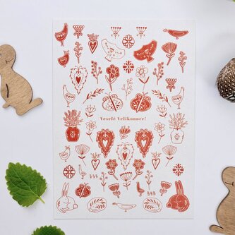 Be Nice Samolepky Veselé Velikonoce - červené