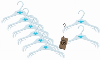 Sada 8 ks dětských věšáků, Srdíčko - bílo/modré