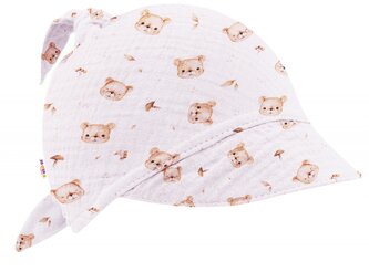 Mušelínový šátek s kšiltem, Bear - bílý; univerzální